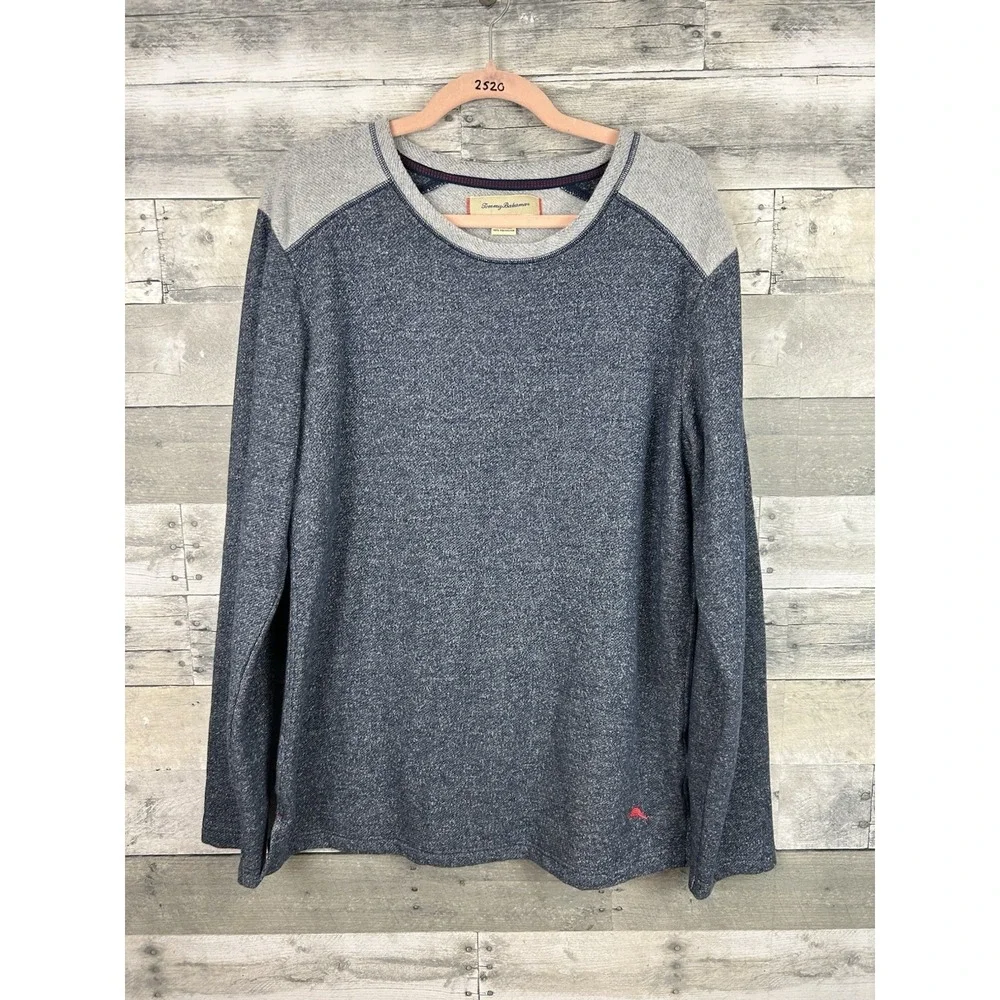 Tommy Bahama Sweatshirt Men Blue Red Marlin Logo Fleece Crew Neck Size M